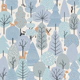 Enchanted Forest Sky Blue kids woodland animals non-woven wallpaper roll VRKG11-615