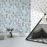 Enchanted Forest Sky Blue by Veer Decor Kids Forest Animal Wallpaper – Veer Decor VRKG11-615
