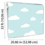 Clouds Aqua by Veer Decor Kids Novelty Wallpaper – Veer Decor VRKG21-816