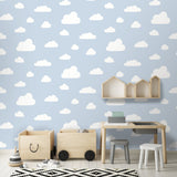 Clouds Greyish Blue by Veer Decor Kids Novelty Wallpaper – Veer Decor VRKG31-816