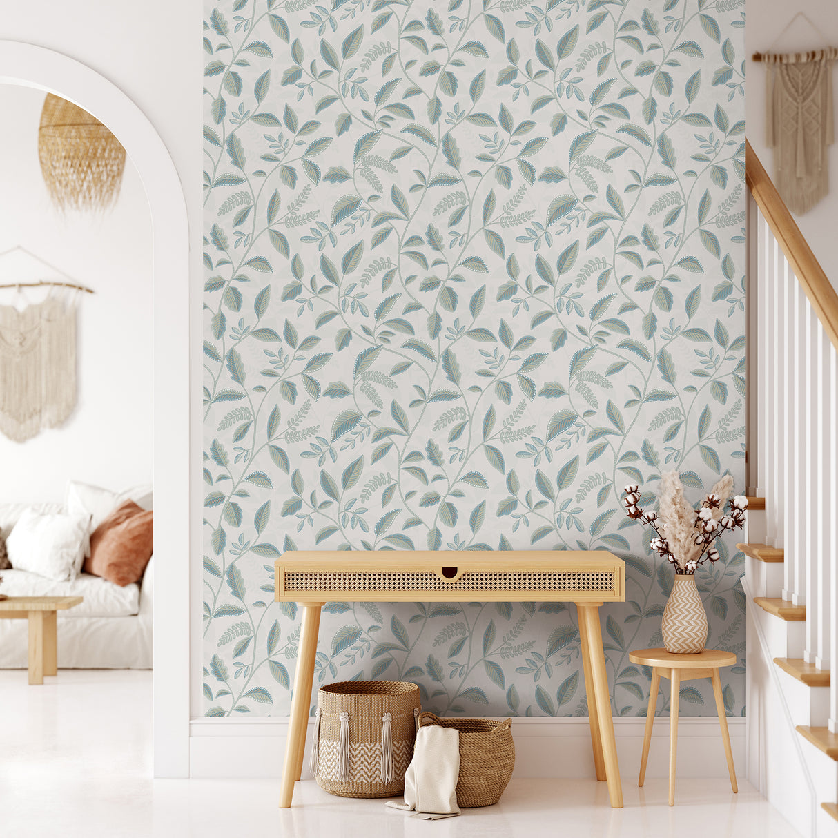 Tranquil Leafy Vine Green by Veer Decor Non-Woven Unpasted Wallpaper – Veer Decor VRNO04-066