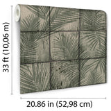 Rustic Palm Shadow Tile Green by Veer Decor Textured Vinyl Wallpaper – Veer Decor VRNO04-986