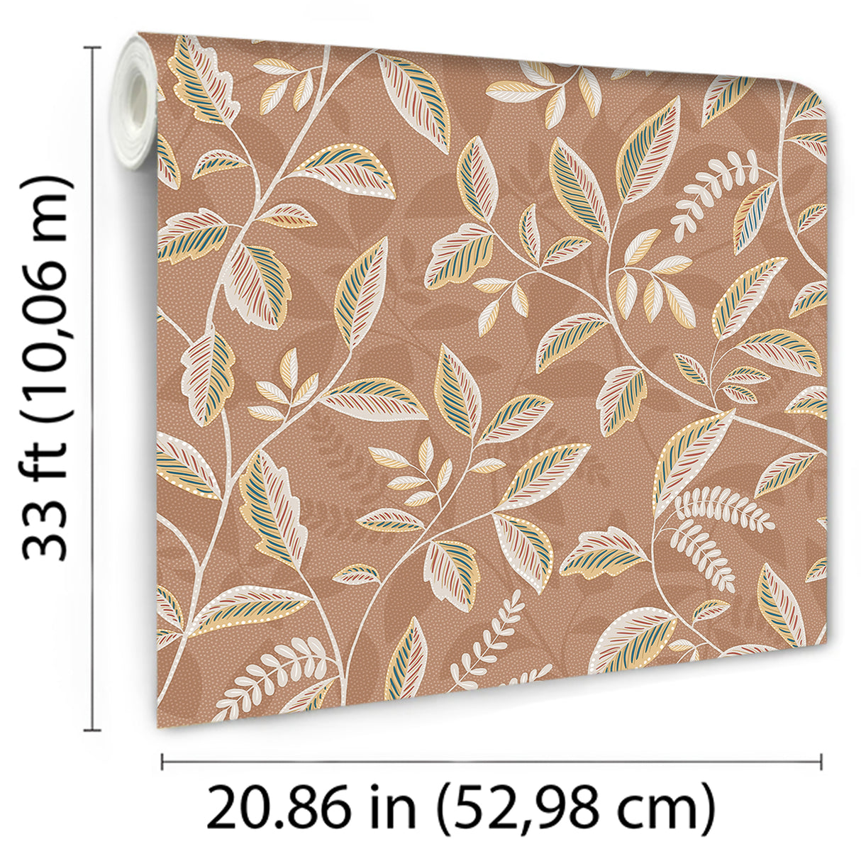 Tranquil Leafy Vine Orange by Veer Decor Floral Wallpaper – Veer Decor VRNO05-066