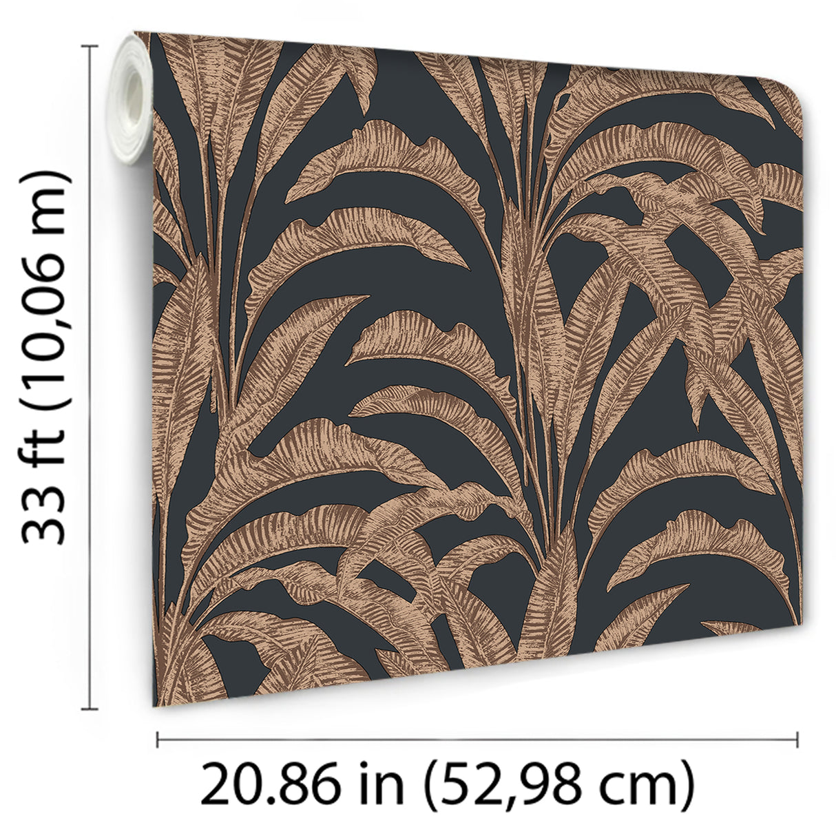 Luxe Tropical Palm Orange on Black Ground by Veer Decor Textured Vinyl Wallpaper – Veer Decor VRNO05-916