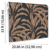 Luxe Tropical Palm Orange on Black Ground by Veer Decor Textured Vinyl Wallpaper – Veer Decor VRNO05-916