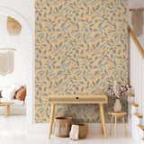 Tranquil Leafy Vine Ocher by Veer Decor Floral Wallpaper – Veer Decor VRNO07-066