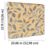 Tranquil Leafy Vine Ocher by Veer Decor Floral Wallpaper – Veer Decor VRNO07-066