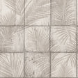 Rustic Palm Shadow Tile Beige Wallpaper roll and lifestyle