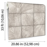 Rustic Palm Shadow Tile Beige by Veer Decor Textured Vinyl Wallpaper – Veer Decor VRNO07-986