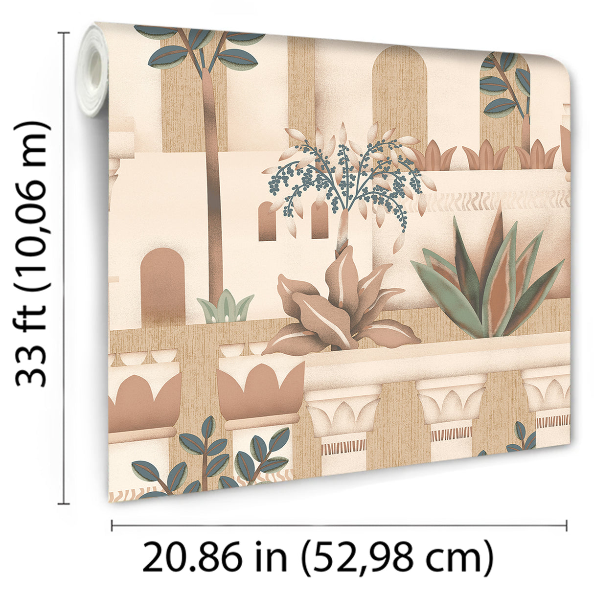 Mediterranean Villa Garden Orange by Veer Decor Patterned Wallpaper – Veer Decor VRNO08-956