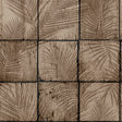 Rustic Palm Shadow Tile taupe textured vinyl wallpaper roll showing palm frond tile pattern