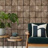 Rustic Palm Shadow Tile Taupe by Veer Decor Textured Vinyl Wallpaper – Veer Decor VRNO08-986