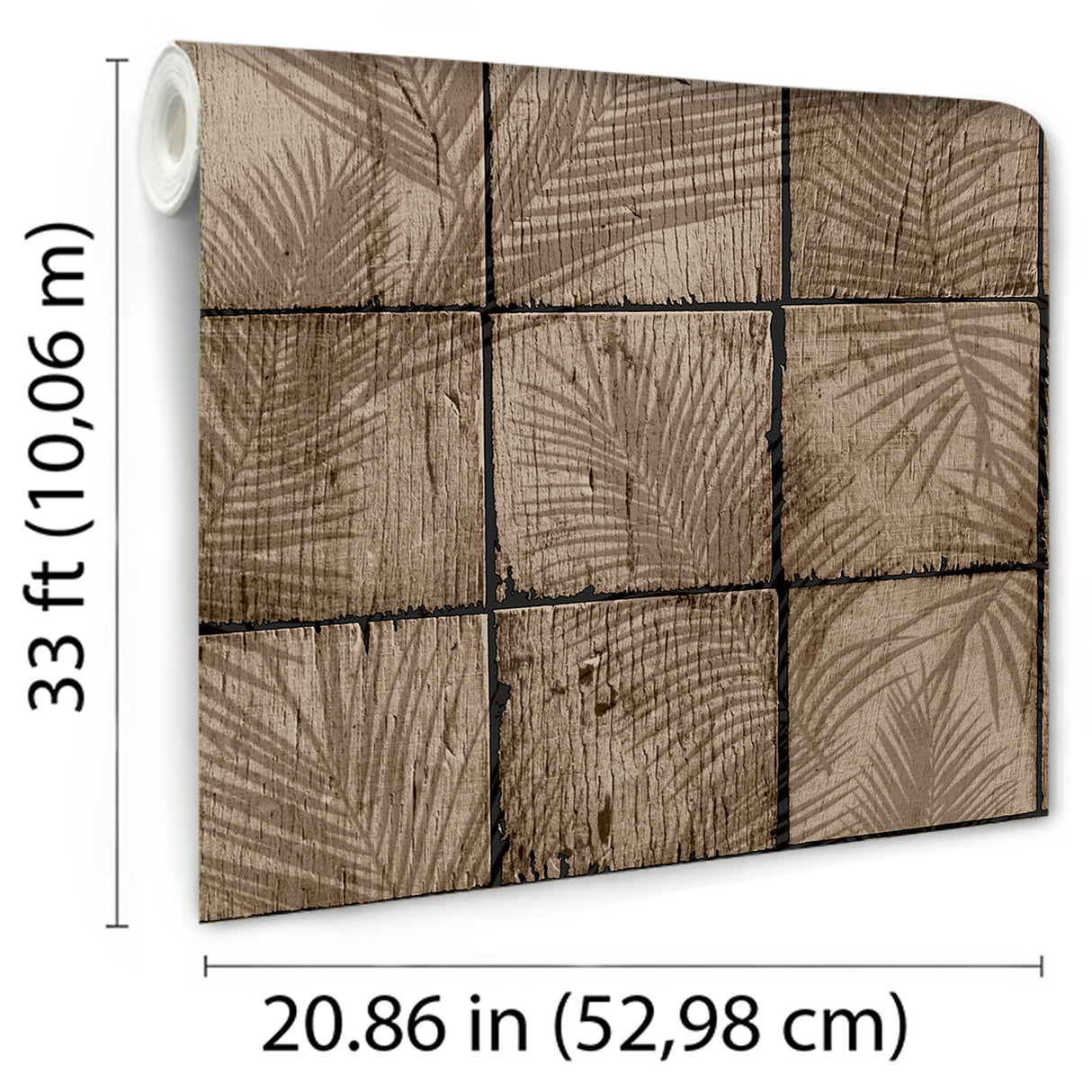 Rustic Palm Shadow Tile Taupe by Veer Decor Textured Vinyl Wallpaper – Veer Decor VRNO08-986