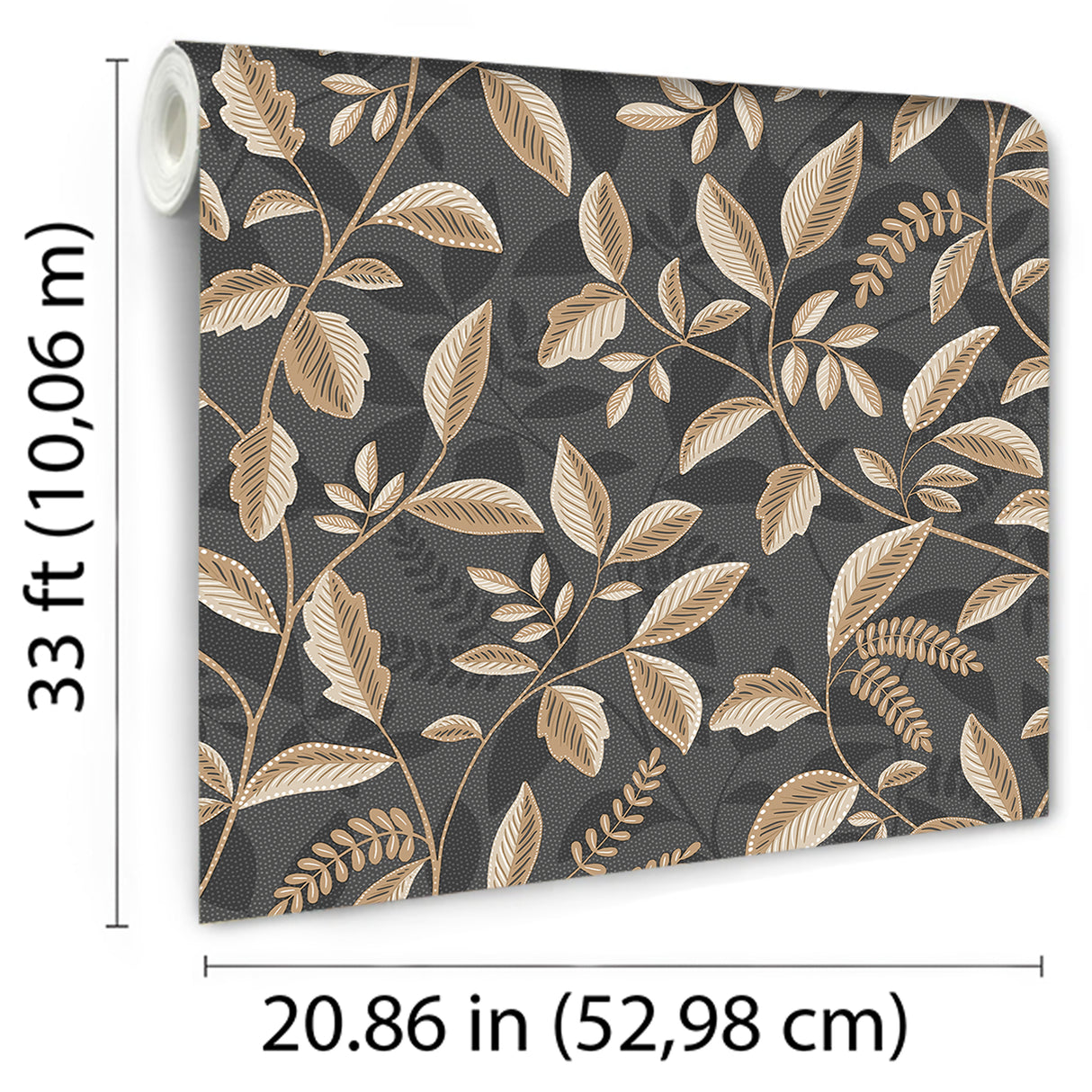 Tranquil Leafy Vine Black and Beige by Veer Decor Wallpaper – VRNO09-066