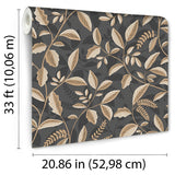 Tranquil Leafy Vine Black and Beige by Veer Decor Wallpaper – VRNO09-066