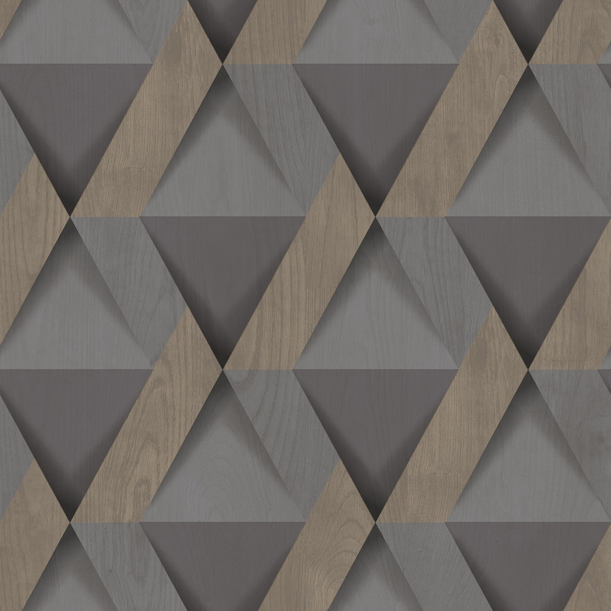 Modern Losange Wood Dark Gray geometric textured wallpaper roll view