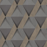Modern Losange Wood Dark Gray geometric textured wallpaper roll view