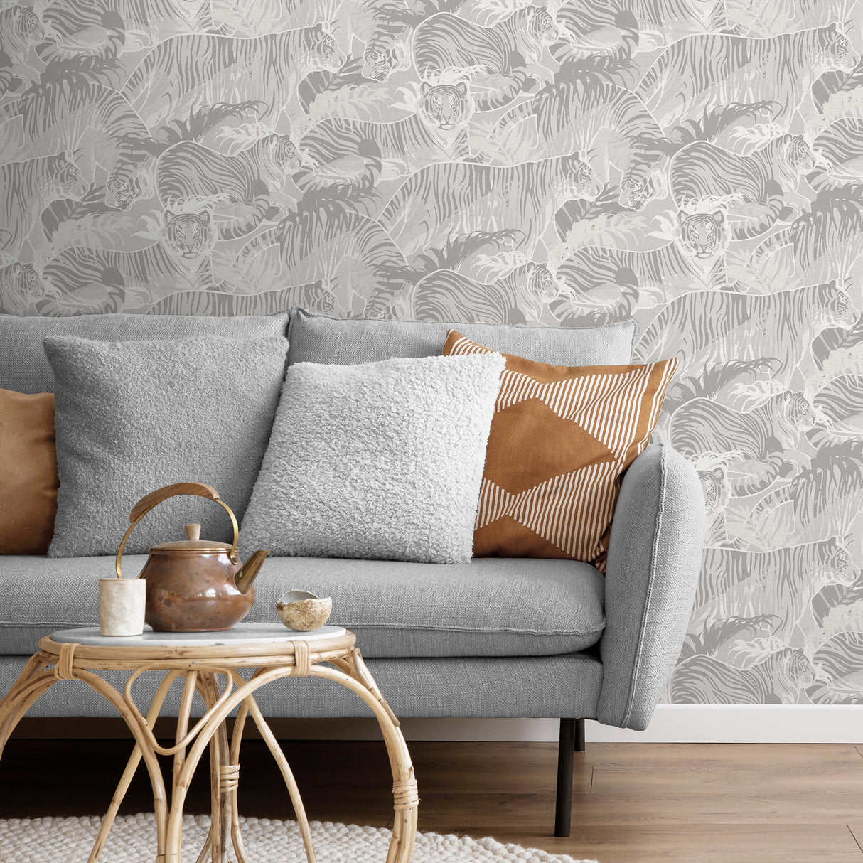 Tiger Squad Gray by Veer Decor Animal Print Wallpaper – Veer Decor VRNO09-596