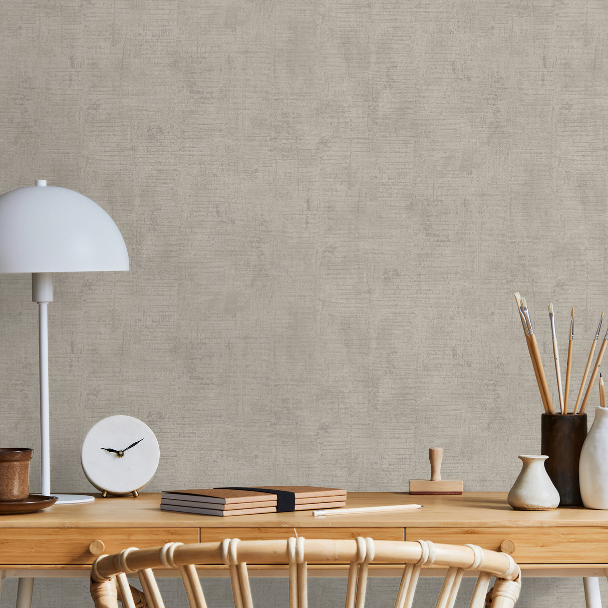 Makoba Horizontal Texture Gray Taupe by  Textured Abstract Wallpaper – Veer Decor VRNO09-823