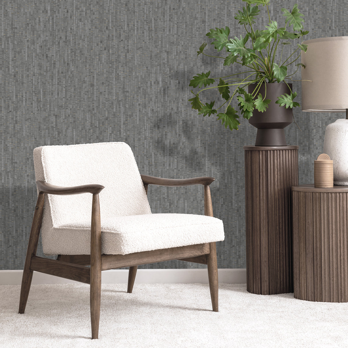 Faux Natural Straw Dark Gray by Veer Decor Textured Vinyl Wallpaper – Veer Decor VRNO09-946