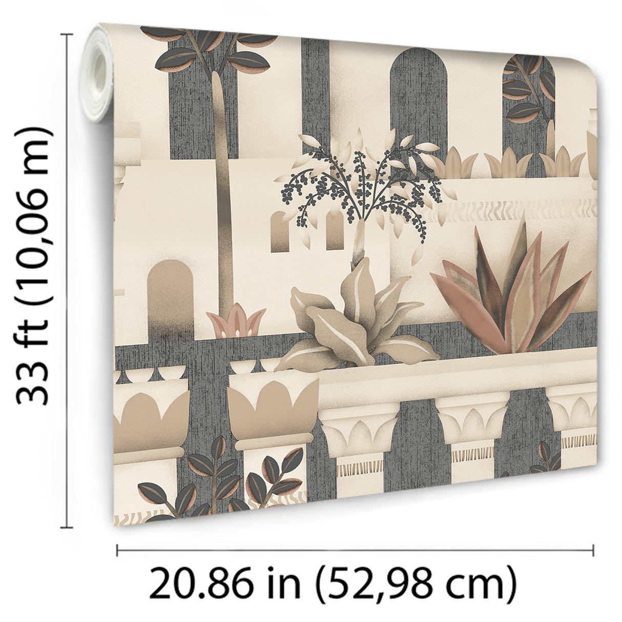 Mediterranean Villa Garden Gray by Veer Decor Patterned Wallpaper – Veer Decor VRNO09-956