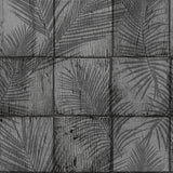 Rustic Palm Shadow Tile gray textured vinyl wallpaper with palm frond shadow tile motif