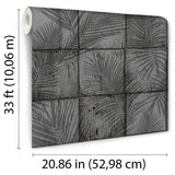 Rustic Palm Shadow Tile Gray by Veer Decor Textured Vinyl Wallpaper – VRNO09-986