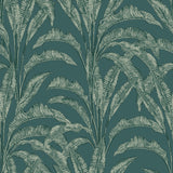 Luxe Tropical Palm Green Wallpaper roll showing tropical palm fronds in green on textured vinyl