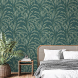Luxe Tropical Palm Green by Veer Decor Textured Vinyl Wallpaper – VRNO14-916