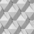 Modern Losange Wood Light Gray geometric wood-look wallpaper roll and room scene