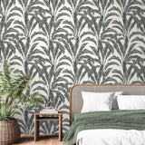 Luxe Tropical Palm Gray and Cream by Veer Decor Textured Vinyl Wallpaper – Veer Decor VRNO19-916