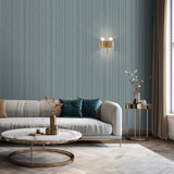 Glint Stria Stripe Blue by Veer Decor Textured Metallic Vinyl Wallpaper – Veer Decor VRVE01-566