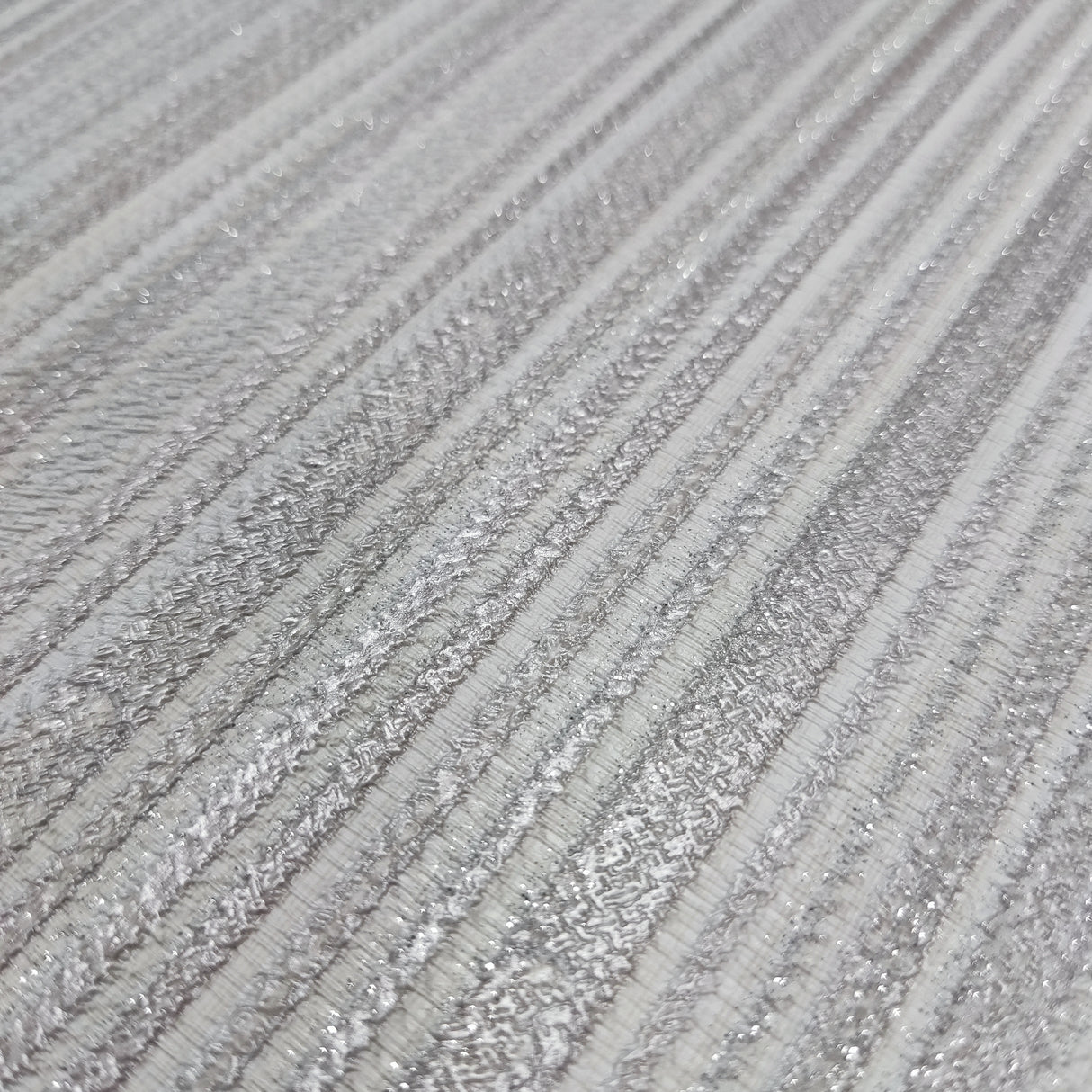 Glint Stria Stripe Light Gray by Veer Decor Textured Metallic Stripe Wallpaper – Veer Decor VRVE09-566