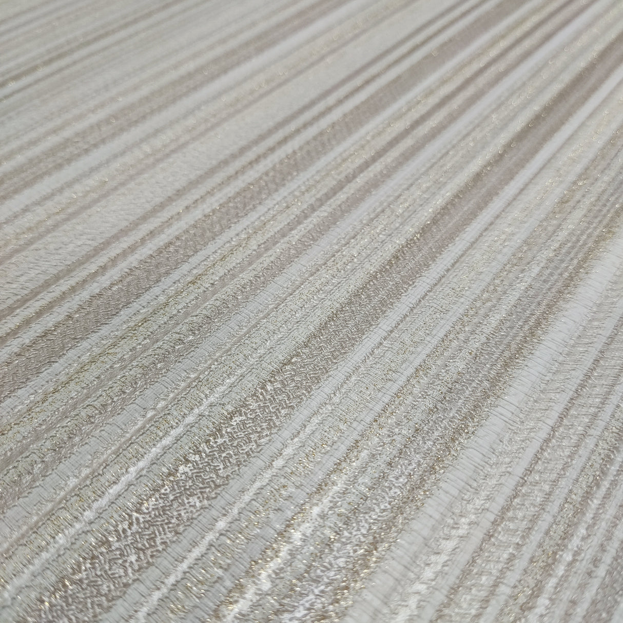 Glint Stria Stripe Natural by Veer Decor Textured Metallic Vinyl Wallpaper – Veer Decor VRVE17-566