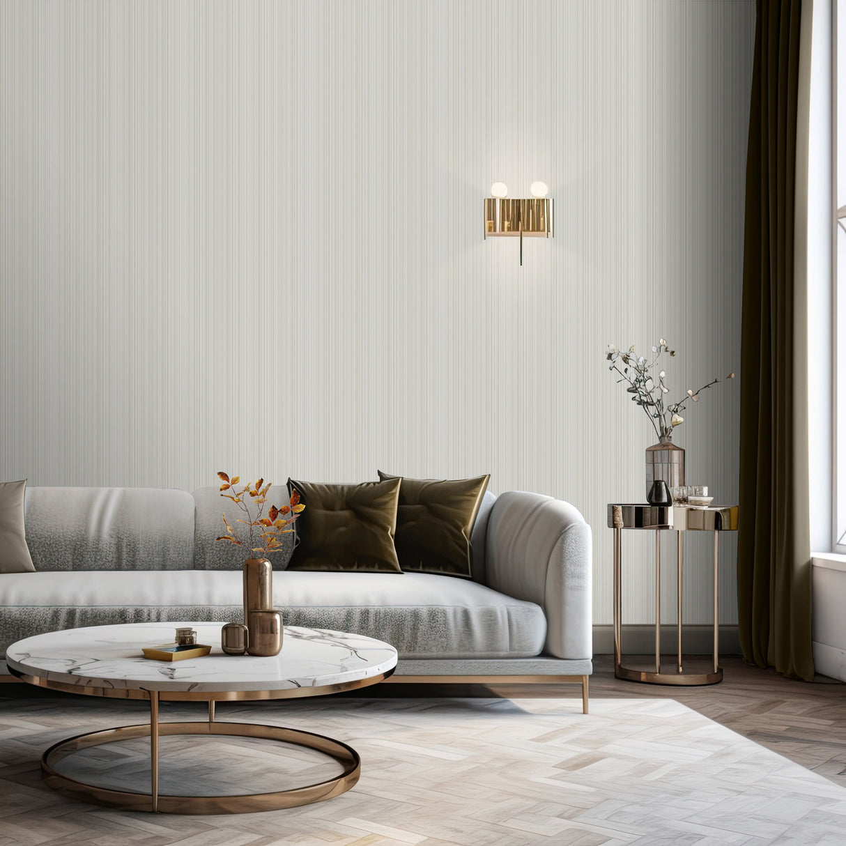Glint Stria Stripe Natural by Veer Decor Textured Metallic Vinyl Wallpaper – Veer Decor VRVE17-566