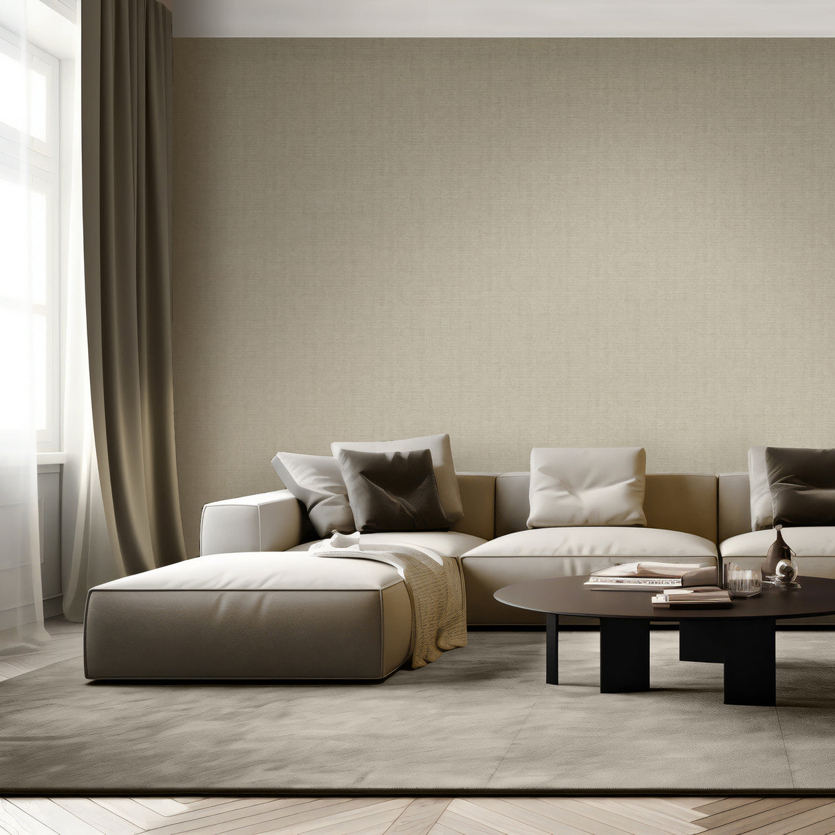 Lustre Linen Sand by Veer Decor Textured Metallic Wallpaper – Veer Decor VRVE28-376