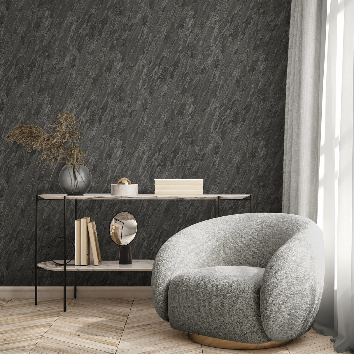 Glint Luxe Marble Black by Veer Decor Abstract Textured Wallpaper – Veer Decor VRVE29-366