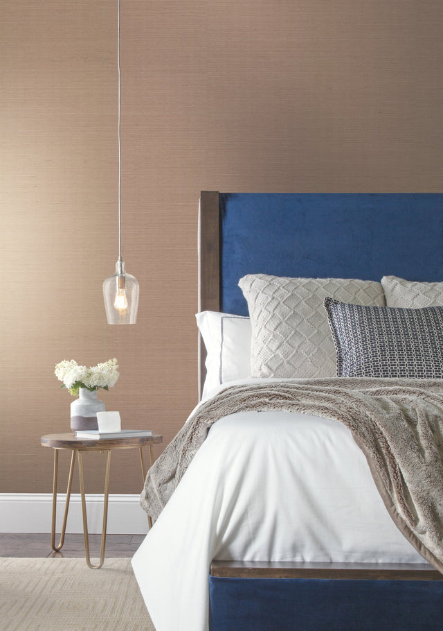 Sisal Twill Color Grasscloth Light Taupe Wallpaper with Natural Sisal Weave - York VX2266