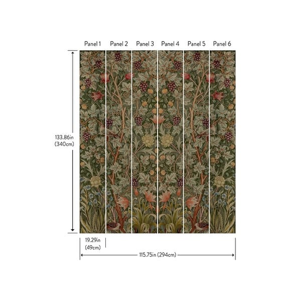 Vine Embroidery Dark Green by A-Street Prints Wall Mural – Brewster Home Fashions 4171-HT84003