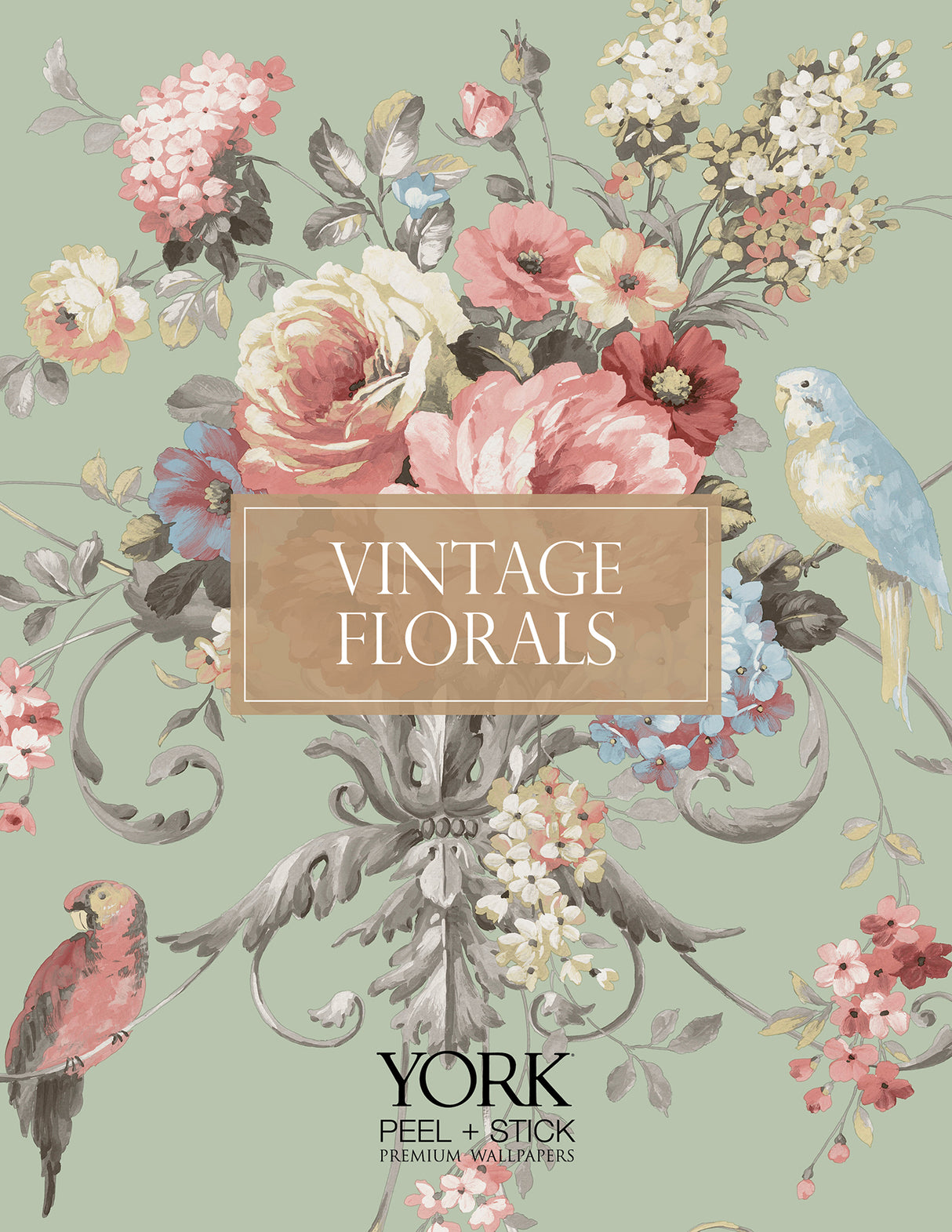 Wild Flowers Jade by York Wallcoverings Peel & Stick Wallpaper – York Wallcoverings PSW1367RL
