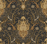 Byzance Brown Wallpaper with Metallic Medallion Floral Motif - York WA7718
