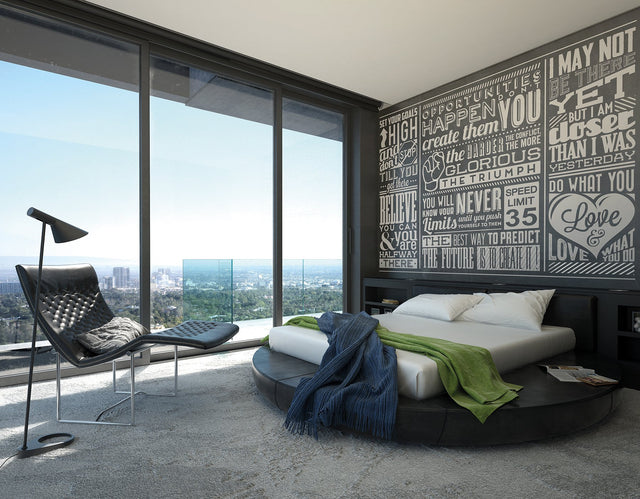 Chalk Quotes Black Wall Mural with Modern Graphic Typography - ohpopsi WALS0139