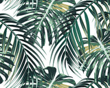 Tropical Leaves Green Wall Mural with Modern Leaf Graphics - ohpopsi WALS0211