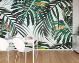 Tropical Leaves Green Wall Mural with Modern Leaf Graphics - ohpopsi WALS0211