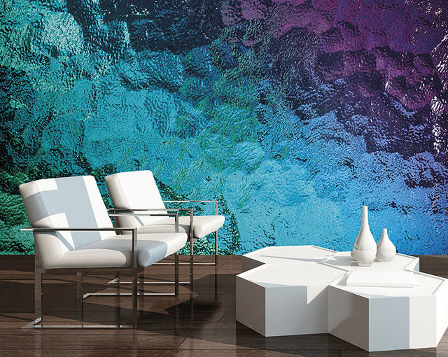 Colored Glass Teal Blue and Purple Abstract Non-Woven Wall Mural - ohpopsi WALS0257