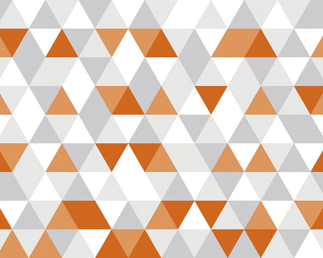 Bright Orange Geometric Multicolor Wall Mural with Modern Triangle Pattern - OhPopsi WALS0278