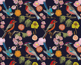 Floral Birds Multicolor Wall Mural with Chinoiserie Floral and Bird Motif - ohpopsi WALS0304