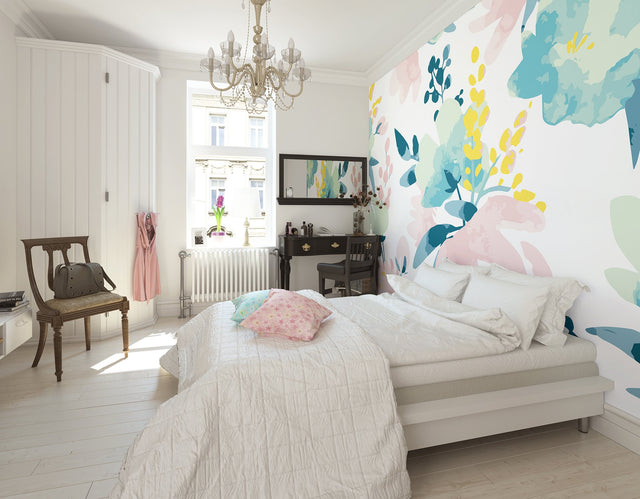 Delicate Watercolour Flowers Wall Mural