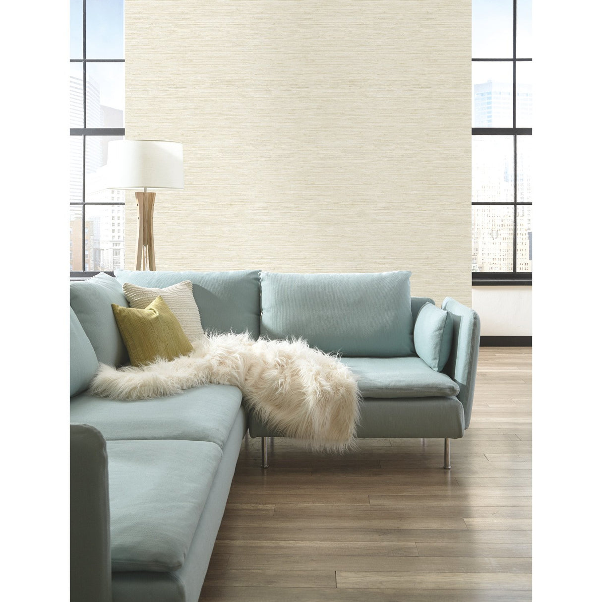Grasscloth White Faux Grasscloth Prepasted Wallpaper - York WB5501