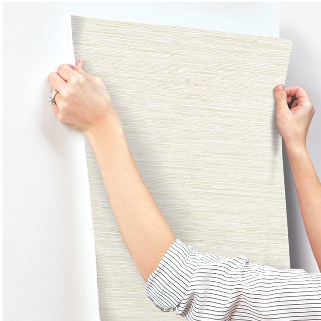 Grasscloth White Faux Grasscloth Prepasted Wallpaper - York WB5501